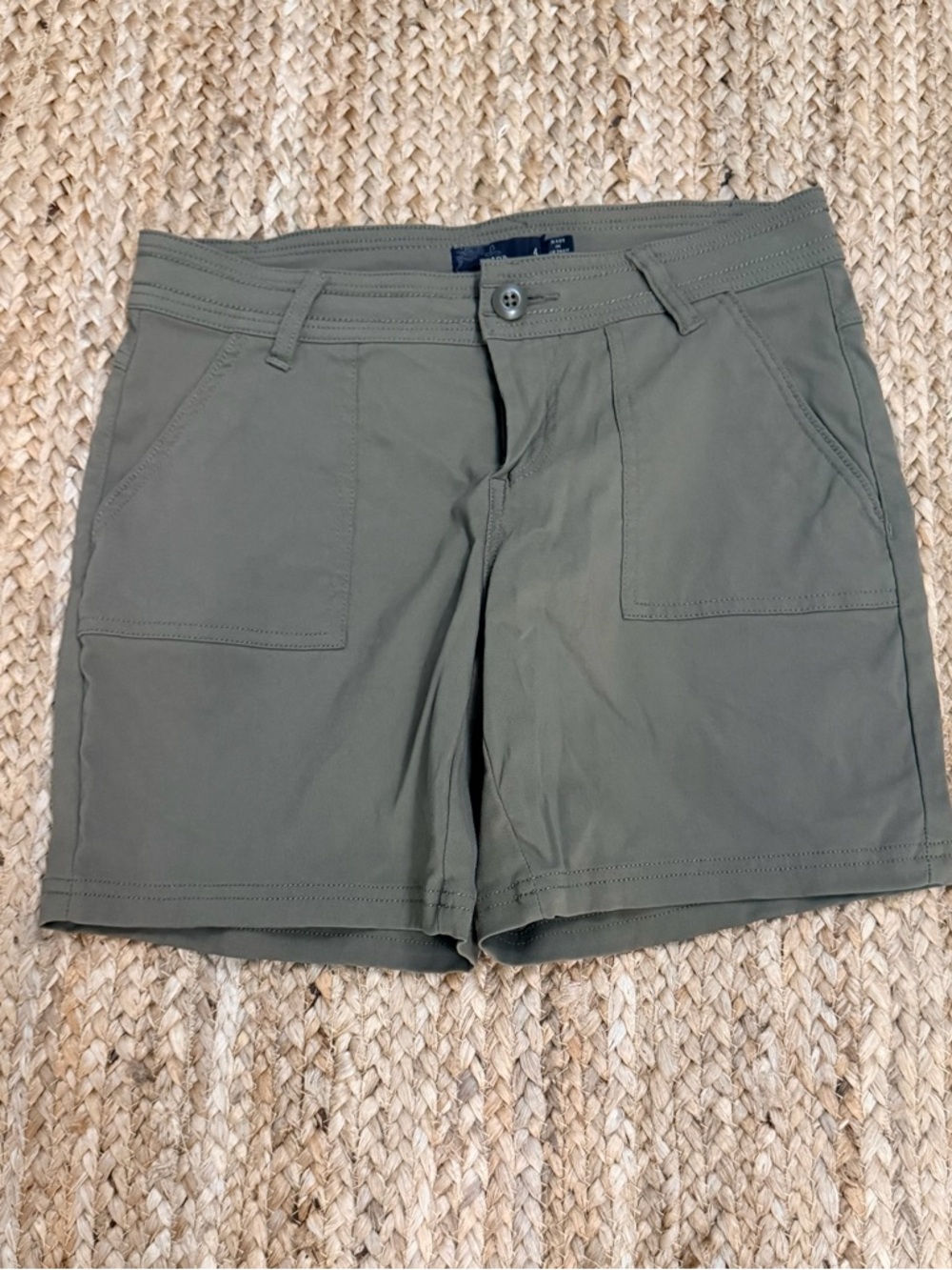 Prana Stretch Zion Halle Olive Utility Mid-Rise Shorts